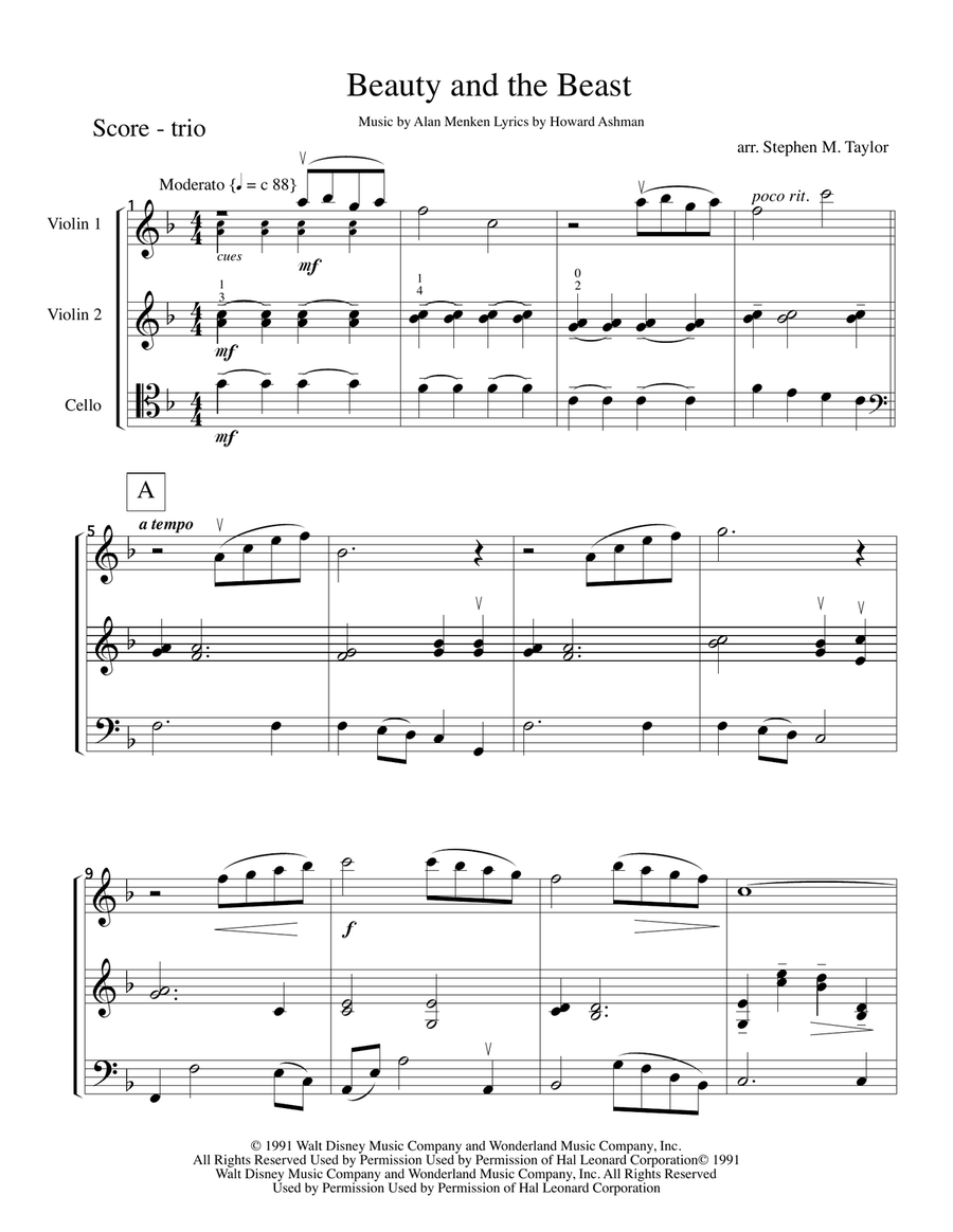 Beauty And The Beast Beauty And The Beast String Duet scores gallery preview page 2