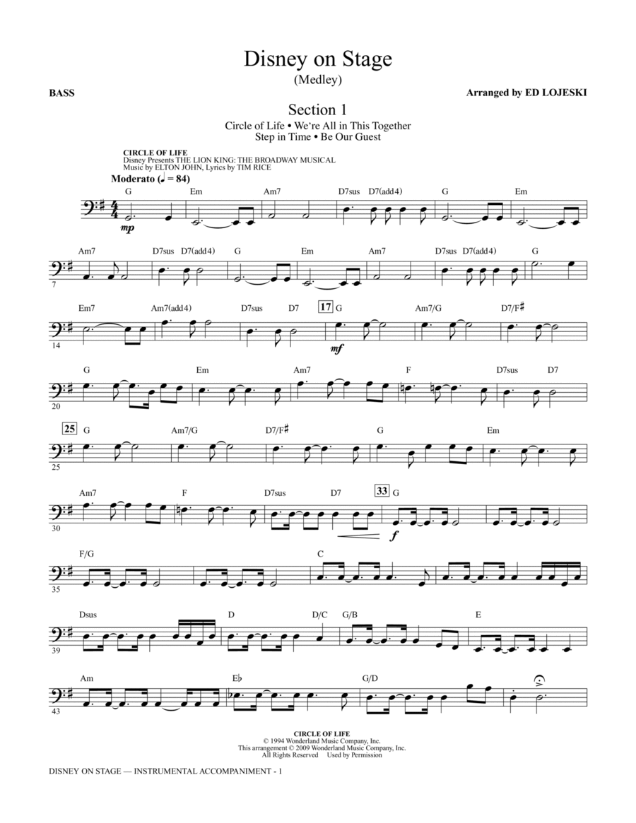 Disney On Stage (Medley) - Bass Choir scores gallery preview page 1