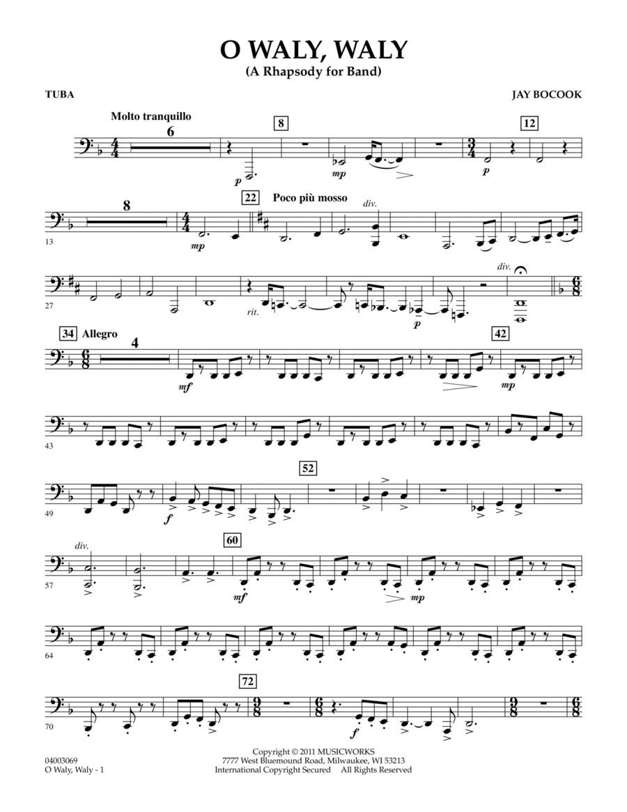 O Waly Waly (A Rhapsody For Band) - Tuba