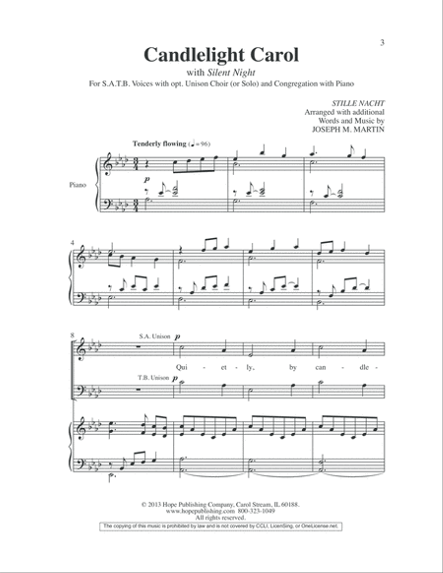 Candlelight Carol (with Silent Night) 4-Part scores gallery preview page 3