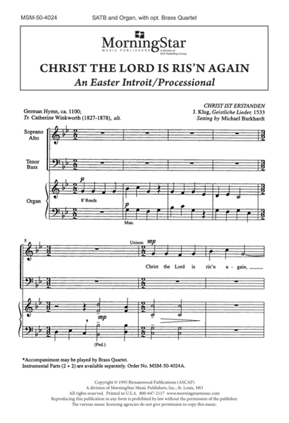 Christ the Lord Is Ris'n Again (Downloadable Choral Score)