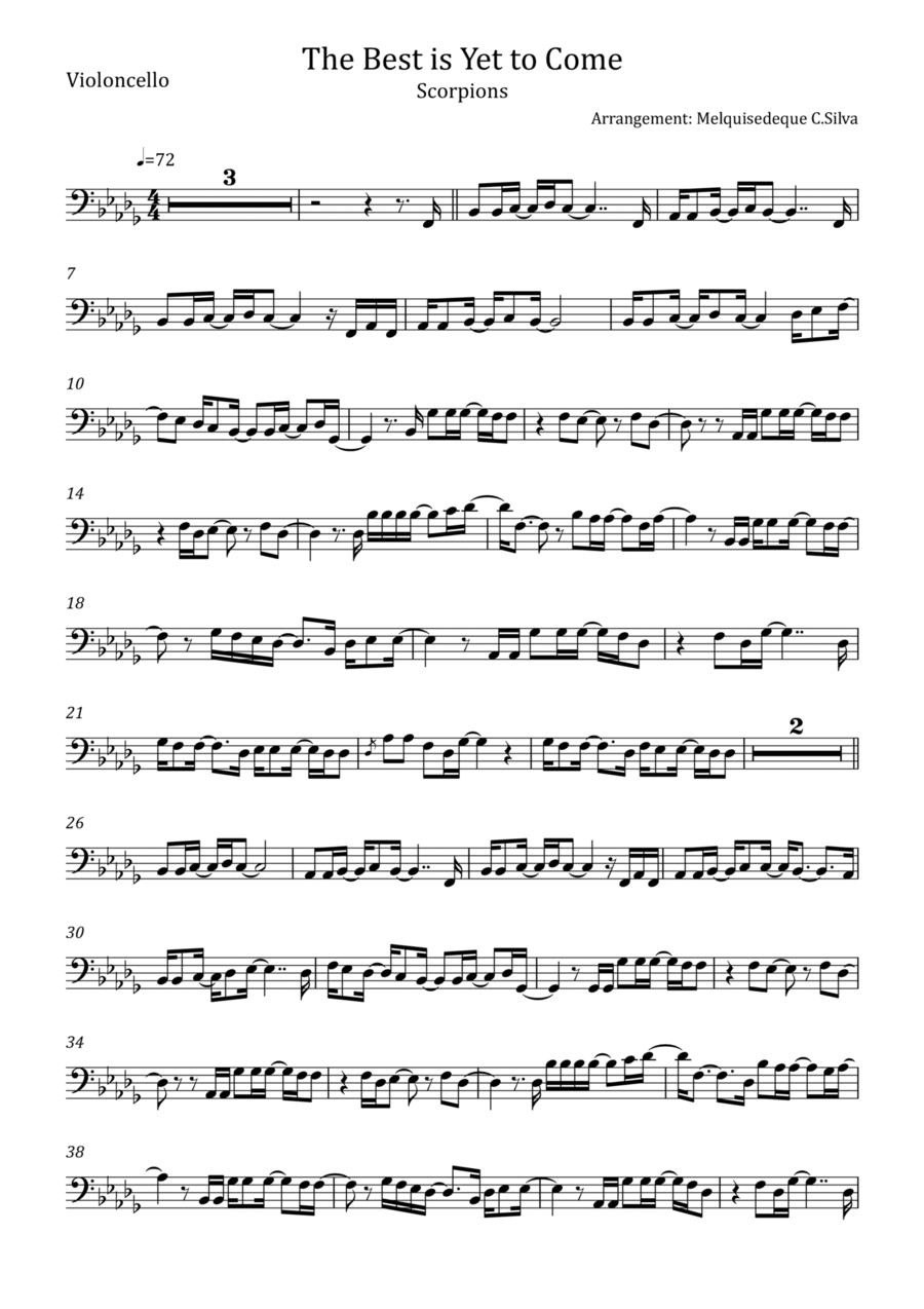 The Best Is Yet To Come Cello Solo scores gallery preview page 1