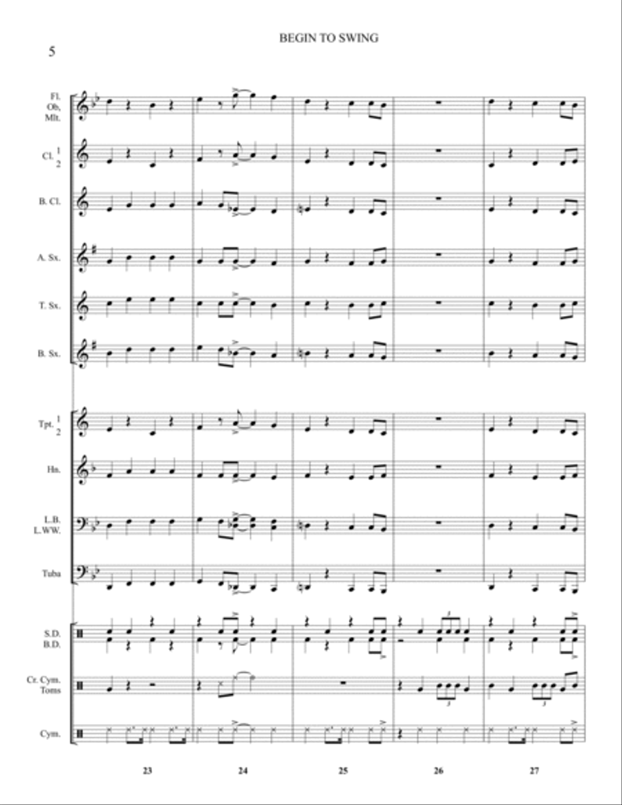 Begin To Swing Concert Band scores gallery preview page 6