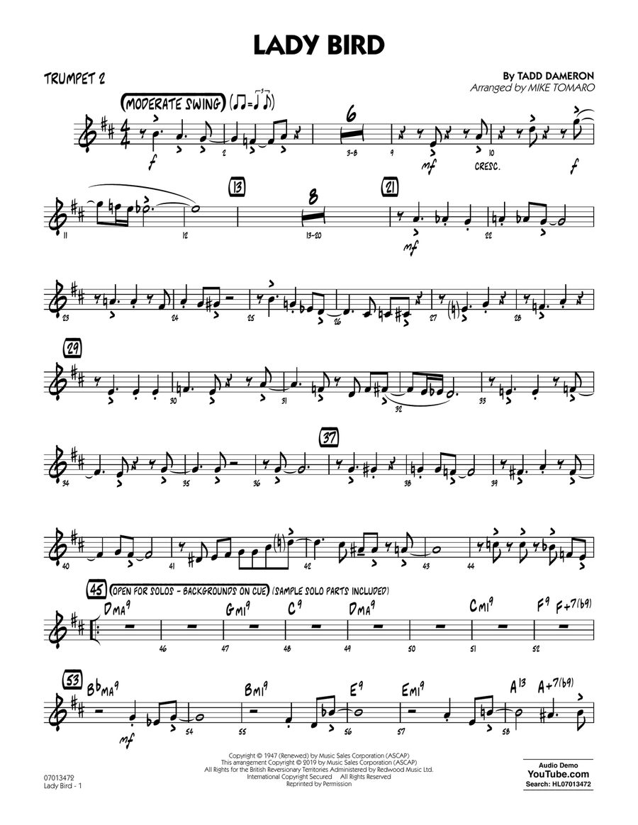 Lady Bird (arr. Mike Tomaro) - Trumpet 2