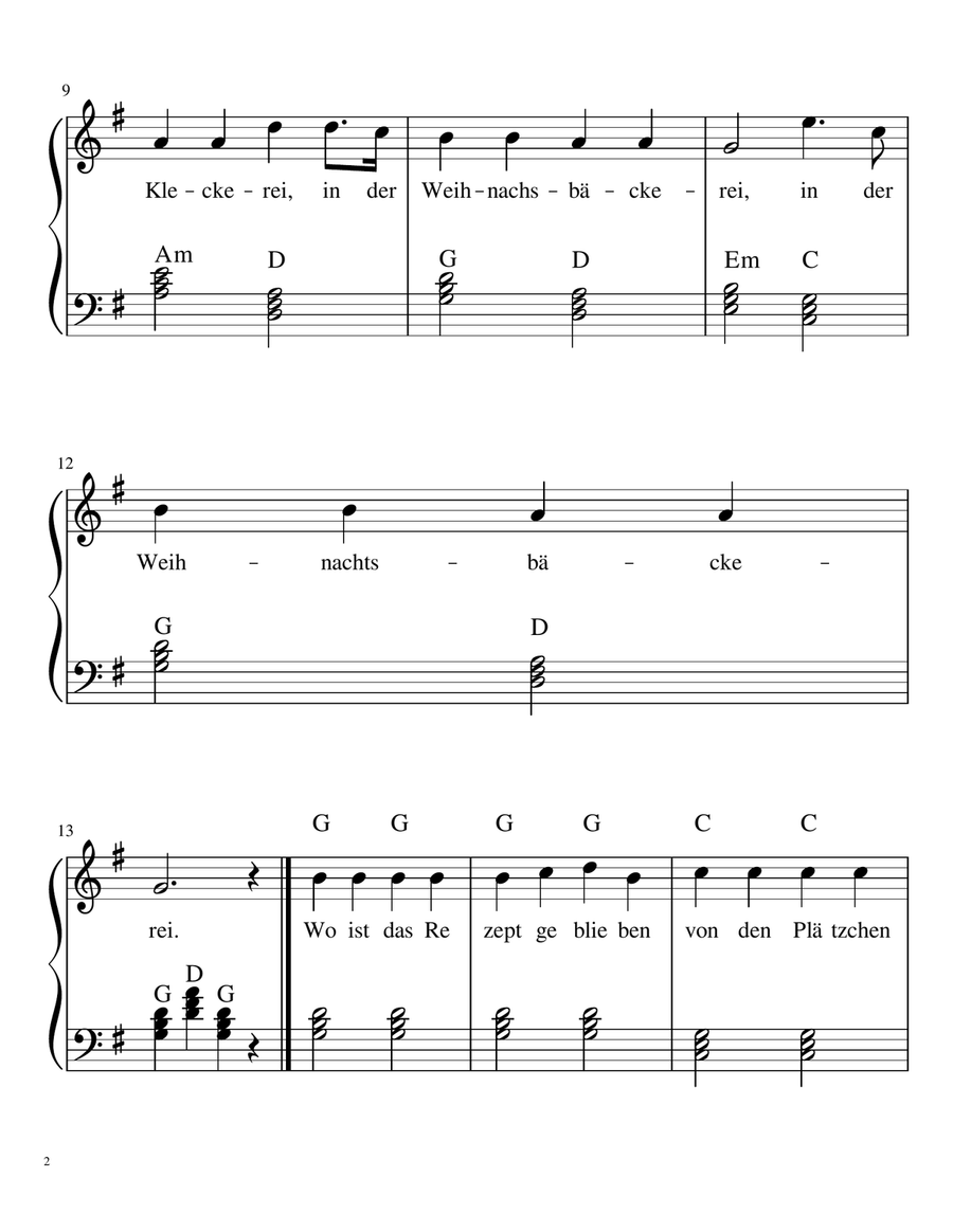 In Der Weihnachtsbaeckerei Piano Solo scores gallery preview page 2