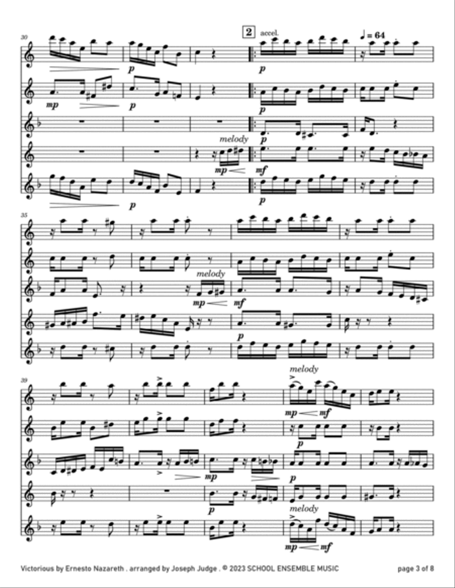 Victorious by Nazareth for Saxophone Quartet in Schools Saxophone Quartet scores gallery preview page 3