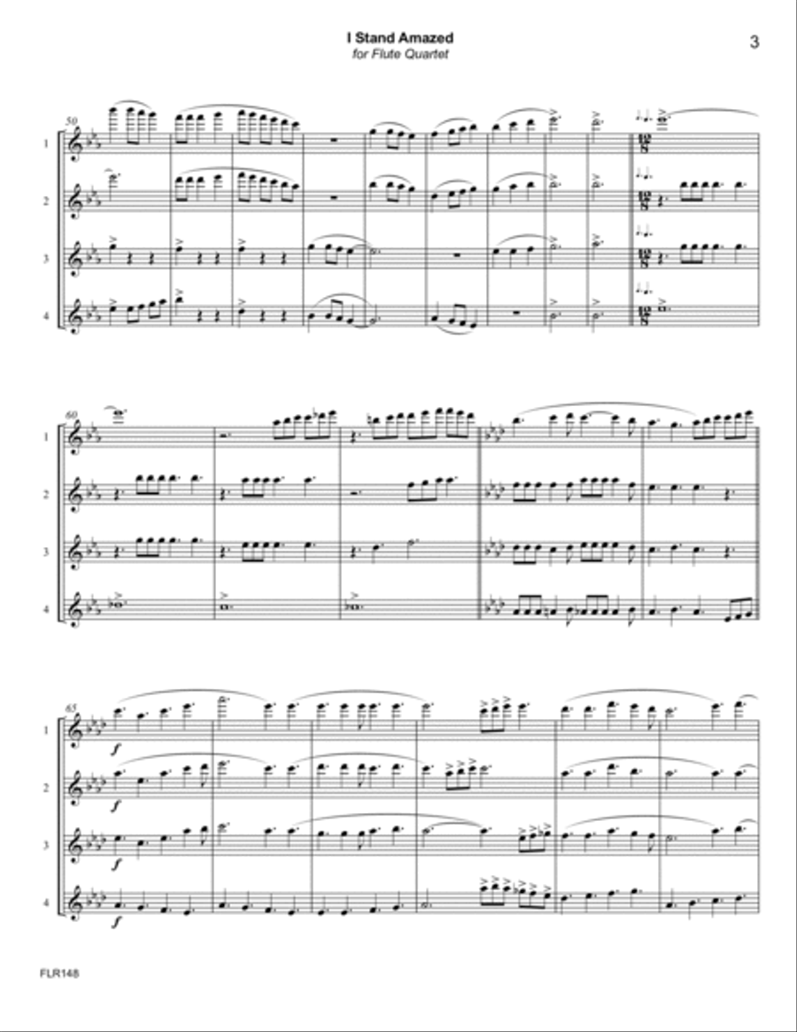 I STAND AMAZED - FLUTE QUARTET (unaccompanied) Flute Quartet scores gallery preview page 3