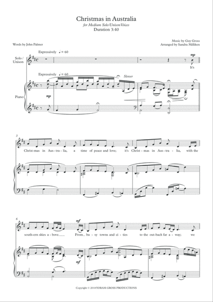 Christmas In Australia Unison Choir scores gallery preview page 2