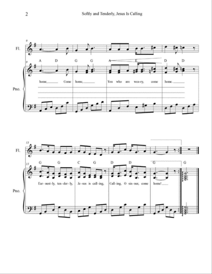 Softly and Tenderly, Jesus Is Calling, and Lord, I'm Coming Home Piano, Vocal, Guitar scores gallery preview page 3