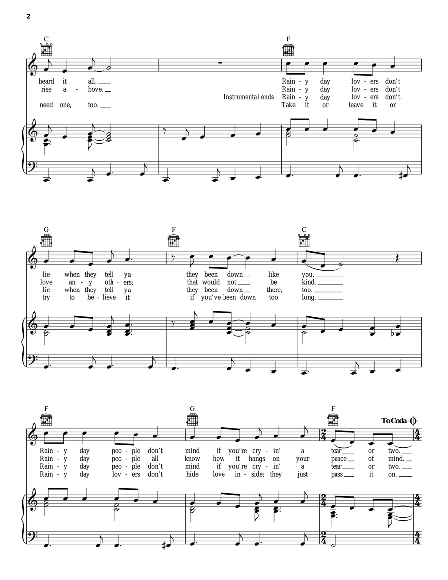 Rainy Day People Rainy Day People Piano, Vocal, Guitar scores gallery preview page 2