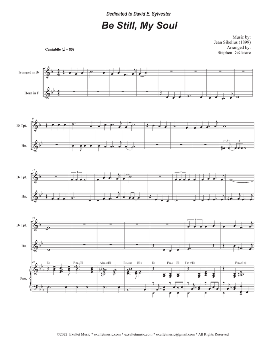 Be Still, My Soul (Duet for Bb-Trumpet and French Horn) Brass Duet scores gallery preview page 1
