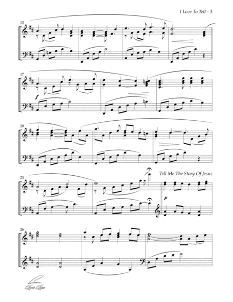 I Love To Tell The Story/Tell Me The Story Of Jesus Piano Solo scores gallery preview page 3