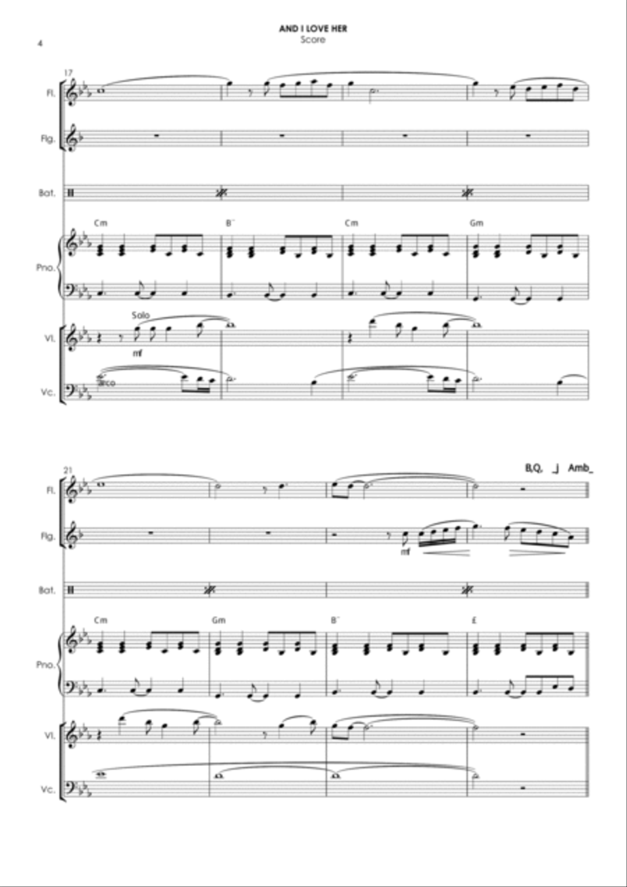 And I Love Her Small Ensemble scores gallery preview page 4