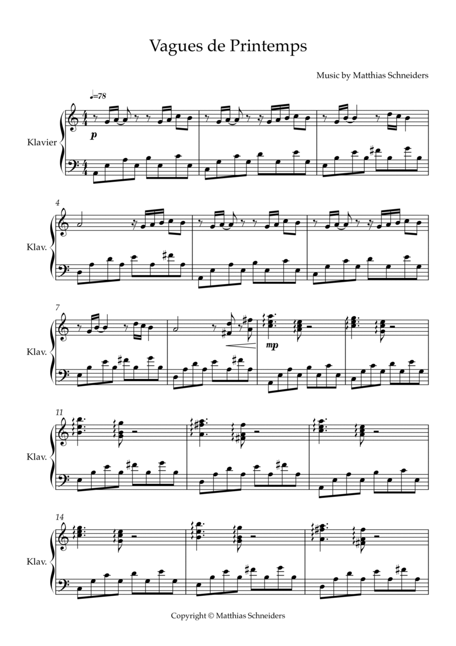 Vagues de Printemps Vagues de Printemps Piano Solo scores gallery preview page 1