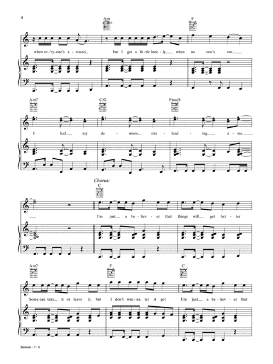 Believer Piano, Vocal, Guitar scores gallery preview page 3