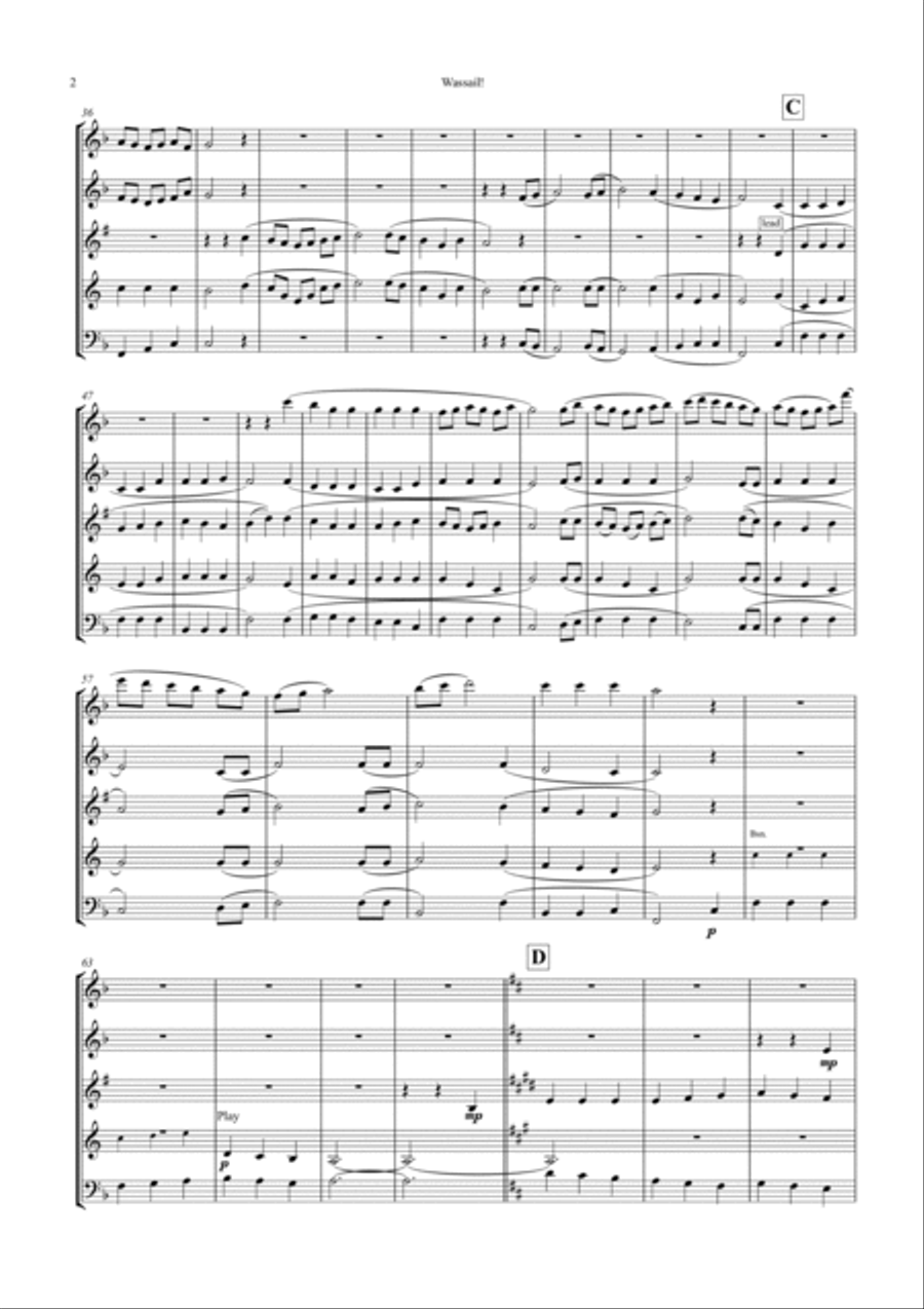 Wassail! (Incorporating 3 Christmas Wassails) for wind quintet Woodwind Quintet scores gallery preview page 2