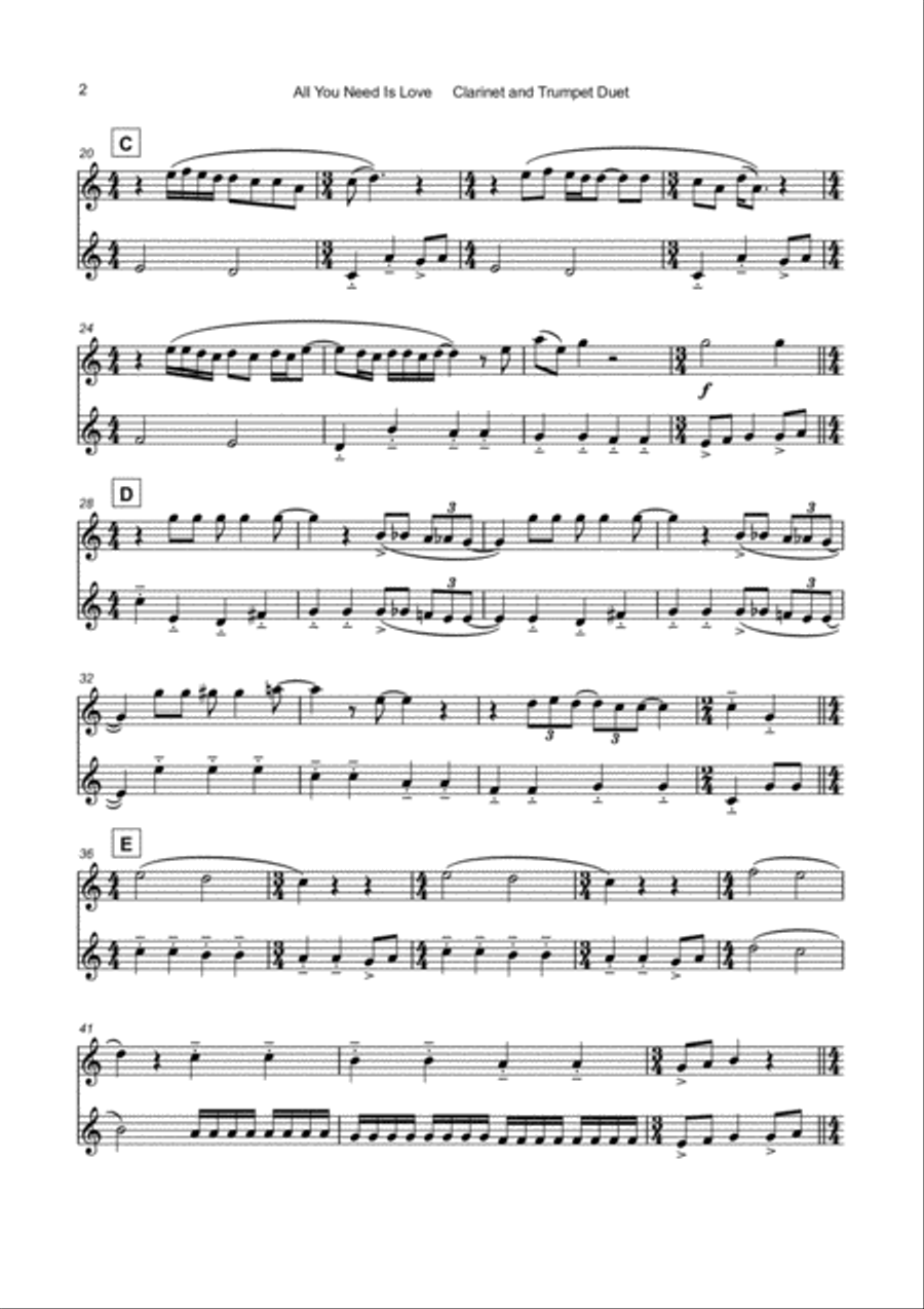 All You Need Is Love Clarinet scores gallery preview page 3