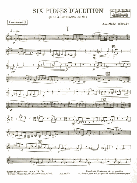 6 Pieces D'audition (clarinets 3)
