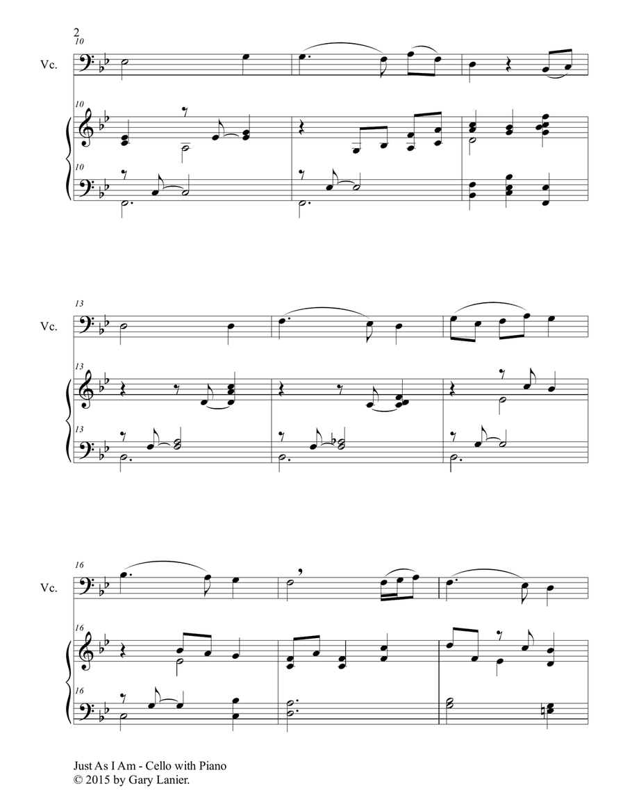 Gary Lanier: 3 HYMNS of COMMITMENT (Duets for Cello & Piano) Piano scores gallery preview page 3