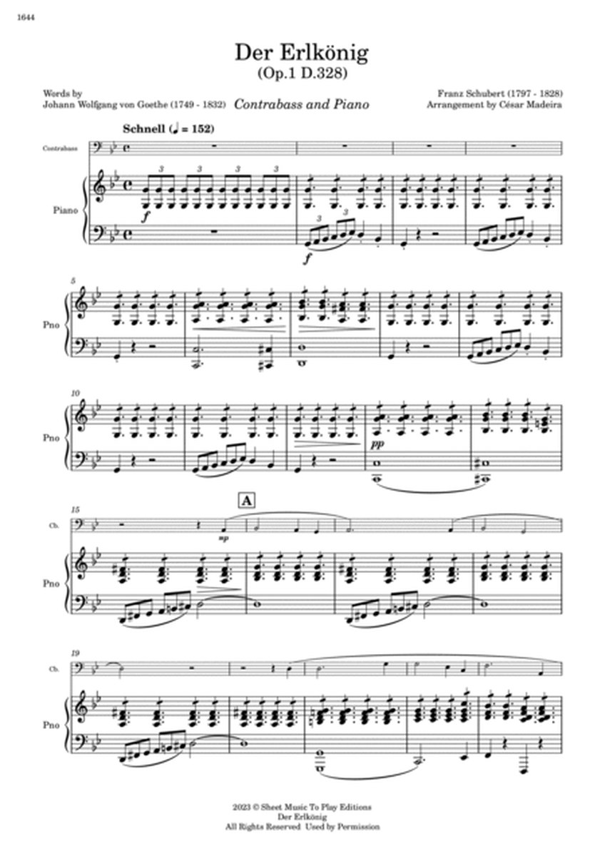 Der Erlkönig by Schubert - Contrabass and Piano (Full Score and Parts) image number null
