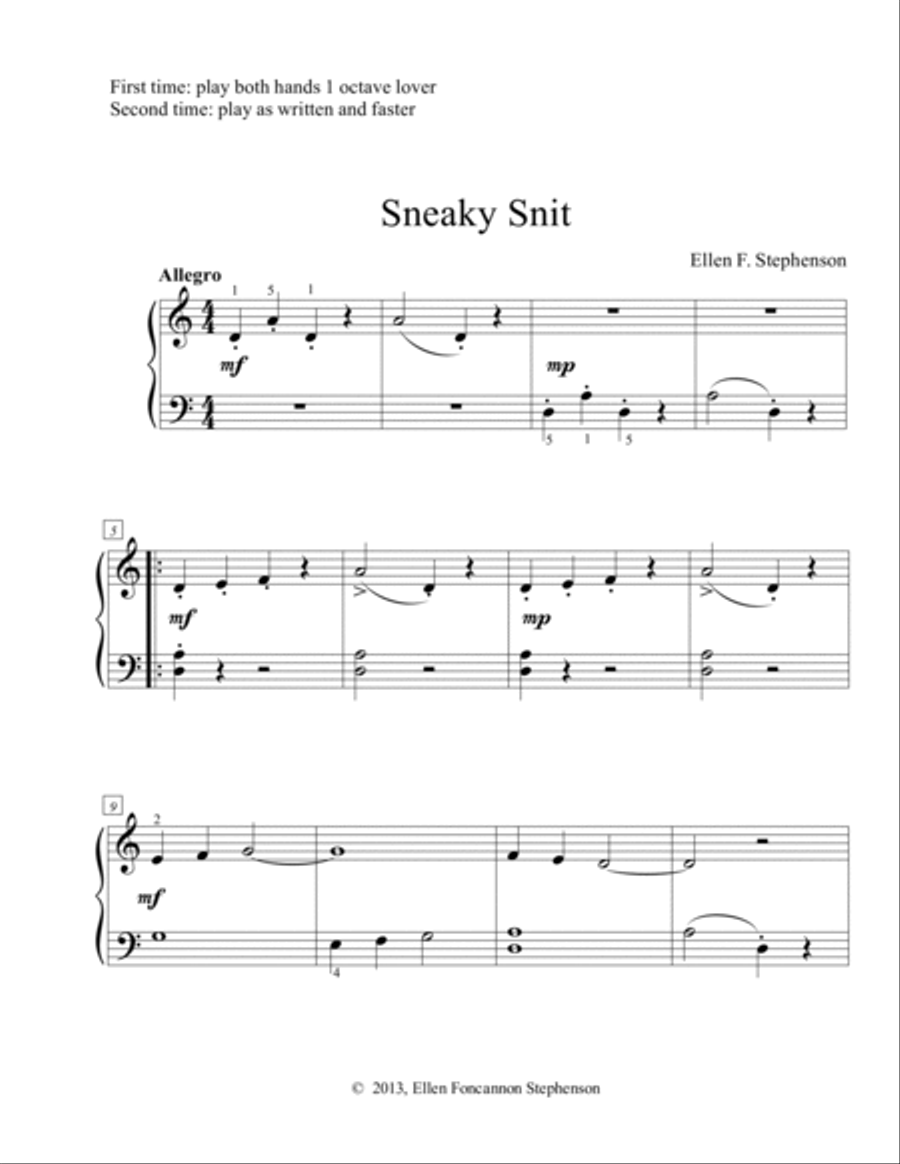 Sneaky Snit & Spider Dance Easy Piano scores gallery preview page 2