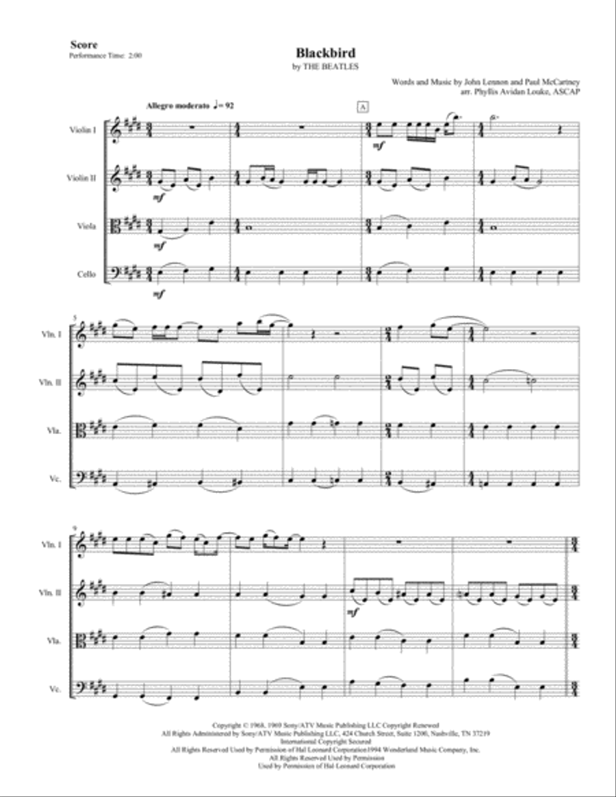 Blackbird String Quartet scores gallery preview page 3