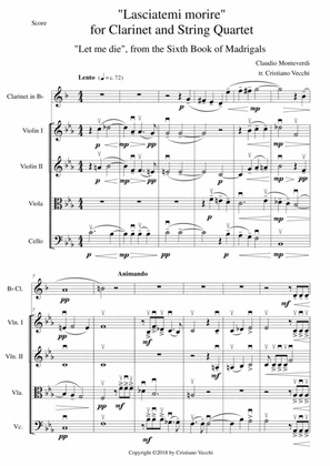"Lasciatemi morire" for Clarinet and String Quartet