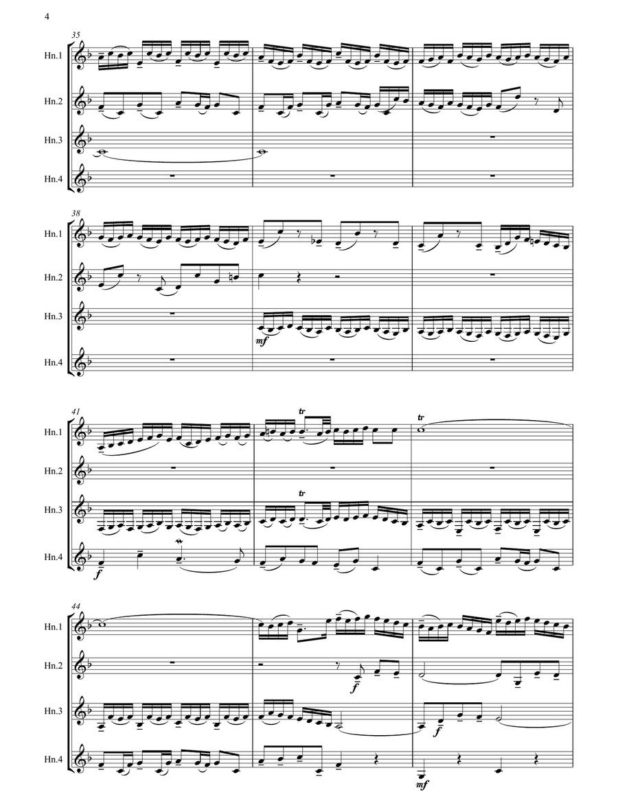 Little Fugue in G minor arranged for French Horn Quartet French Horn Quartet scores gallery preview page 5