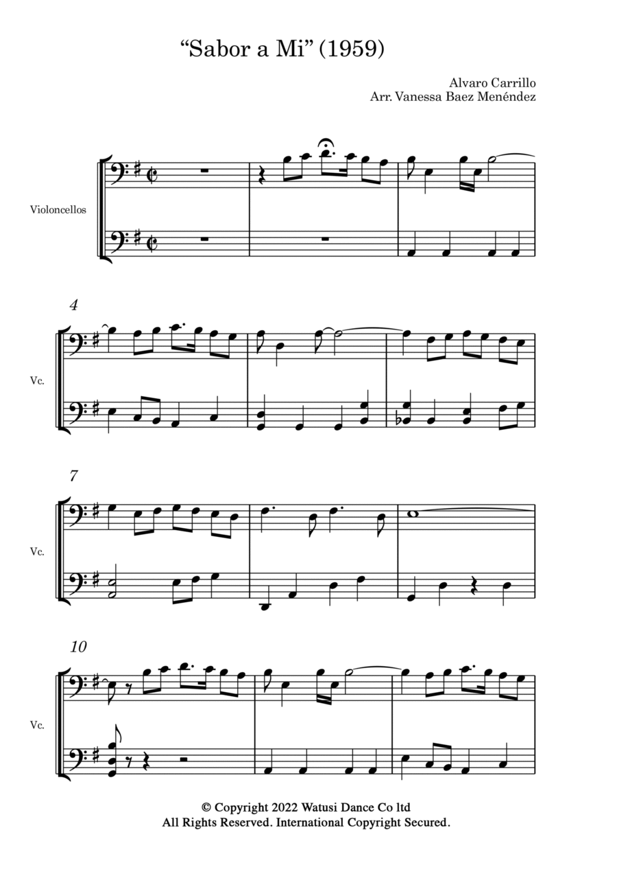 Sabor a Mi (1959) String Duet scores gallery preview page 1
