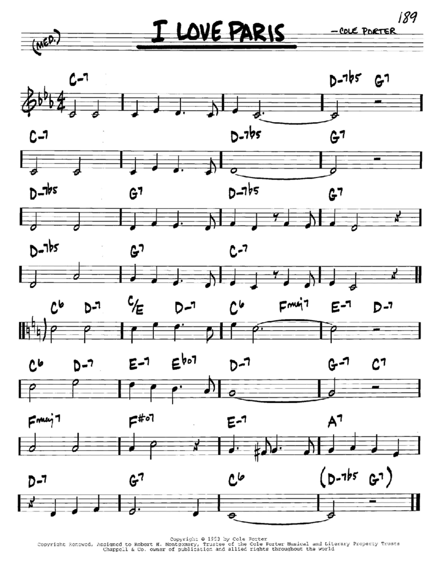 I Love Paris I Love Paris C Instrument scores gallery preview page 1