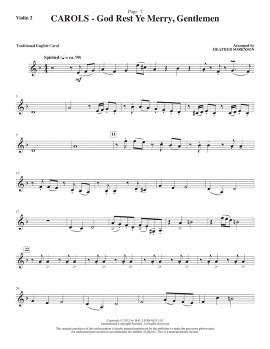 Carols (A Cantata for Congregation and Choir) (String Quartet) - Violin 2
