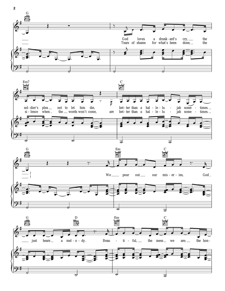 Better Than A Hallelujah Piano, Vocal, Guitar scores gallery preview page 2