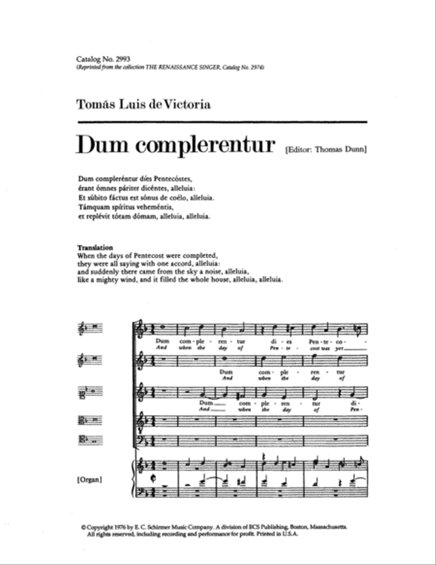 Dum Complerentur (And When the Day of Pentecost) SSATB scores gallery preview page 2