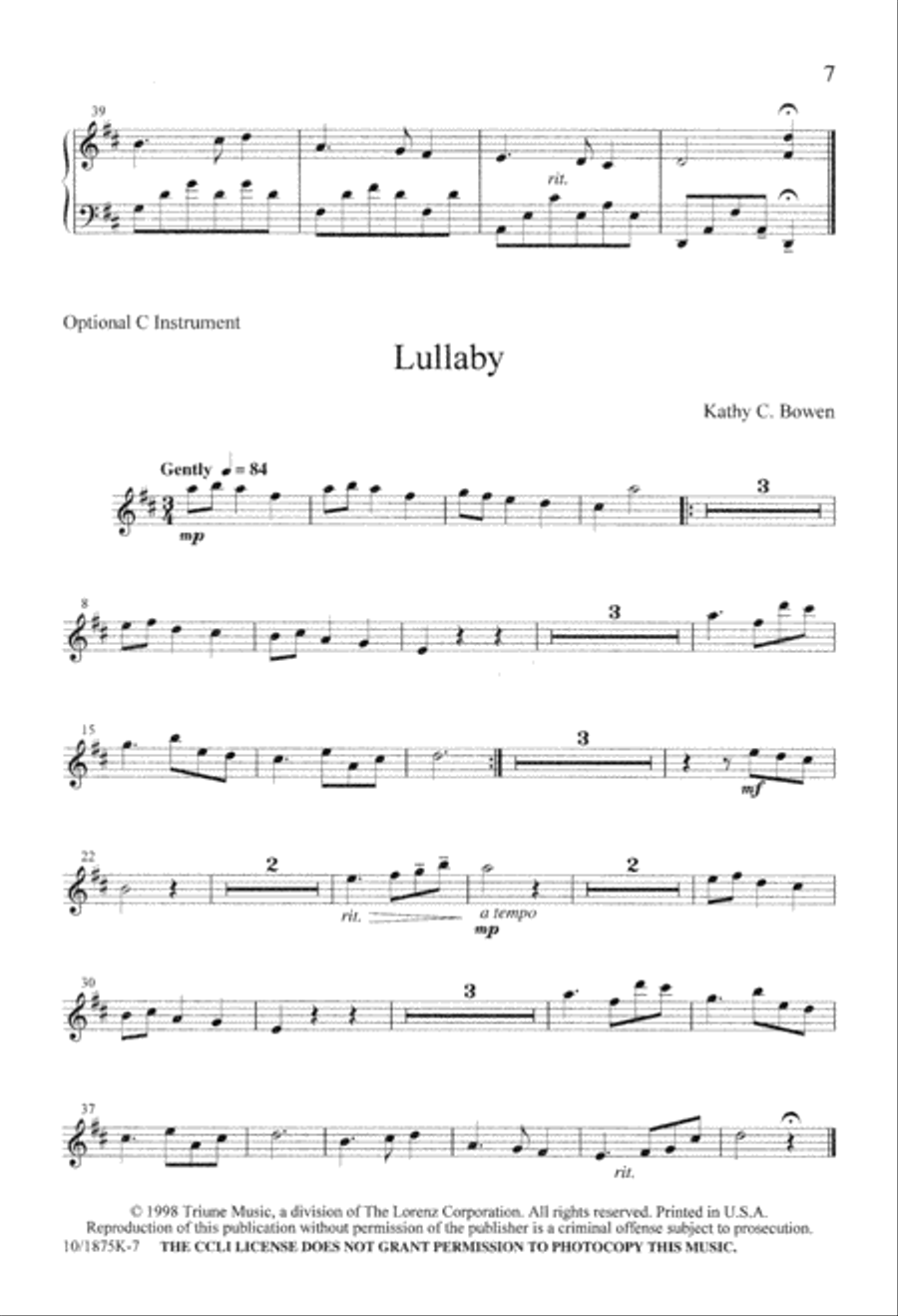 Lullaby Unison Choir scores gallery preview page 7