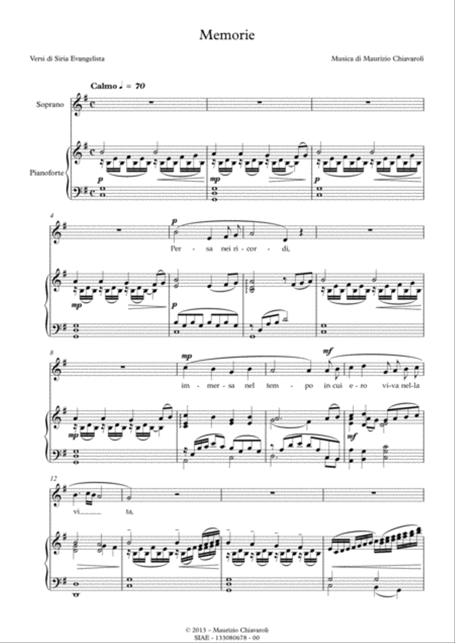 Memorie Memorie High Voice scores gallery preview page 1