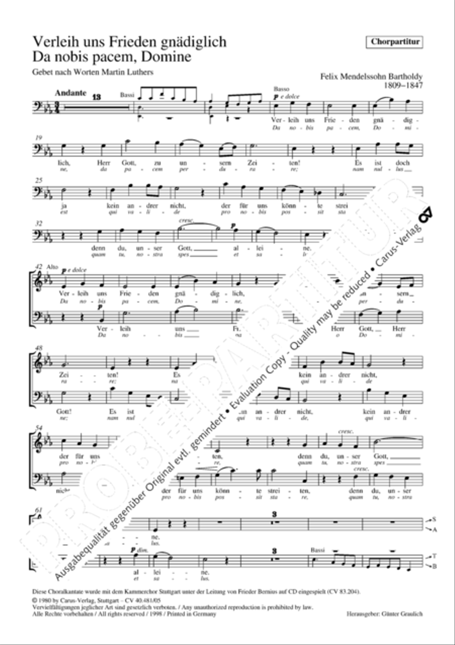 In thy mercy grant us peace (Verleih uns Frieden gnadiglich) 4-Part scores gallery preview page 2