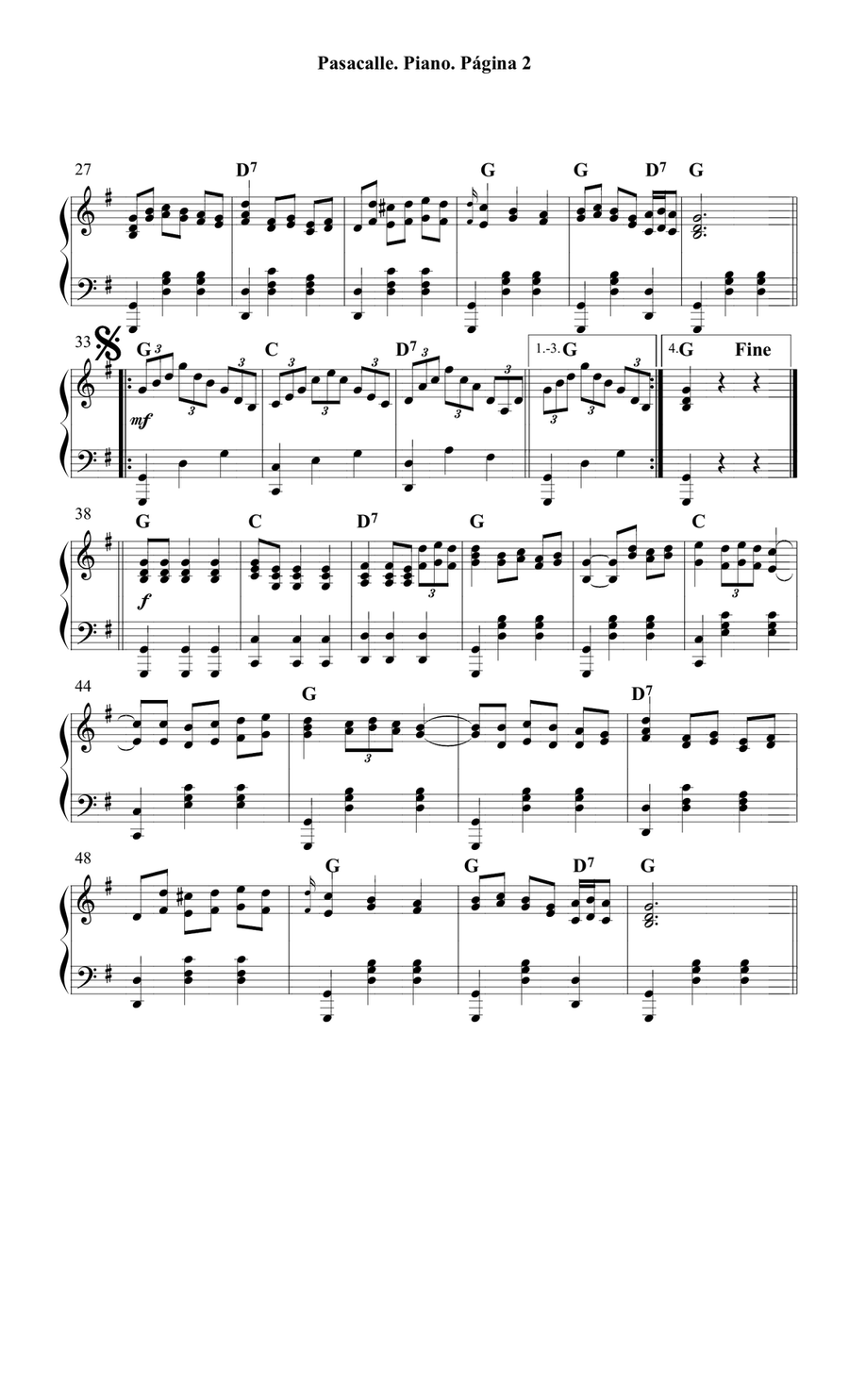 Pasacalle por Luigi Boccherini - Música Nocturna de las las calles de Madrid para Piano Solo Piano Solo scores gallery preview page 2