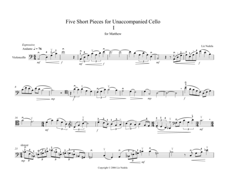 Unaccompanied Cello I - For Matthew image number null