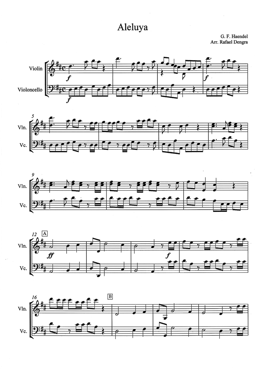 Hallelujah - G.F. Haendel - Violin & Cello Duo String Duet scores gallery preview page 1