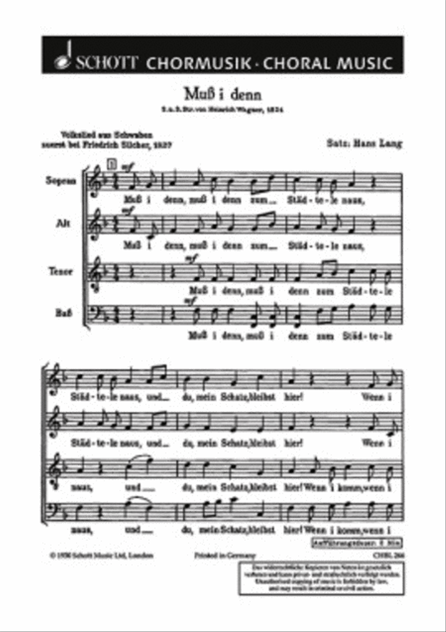 Muss I Denn 4-Part scores gallery preview page 1