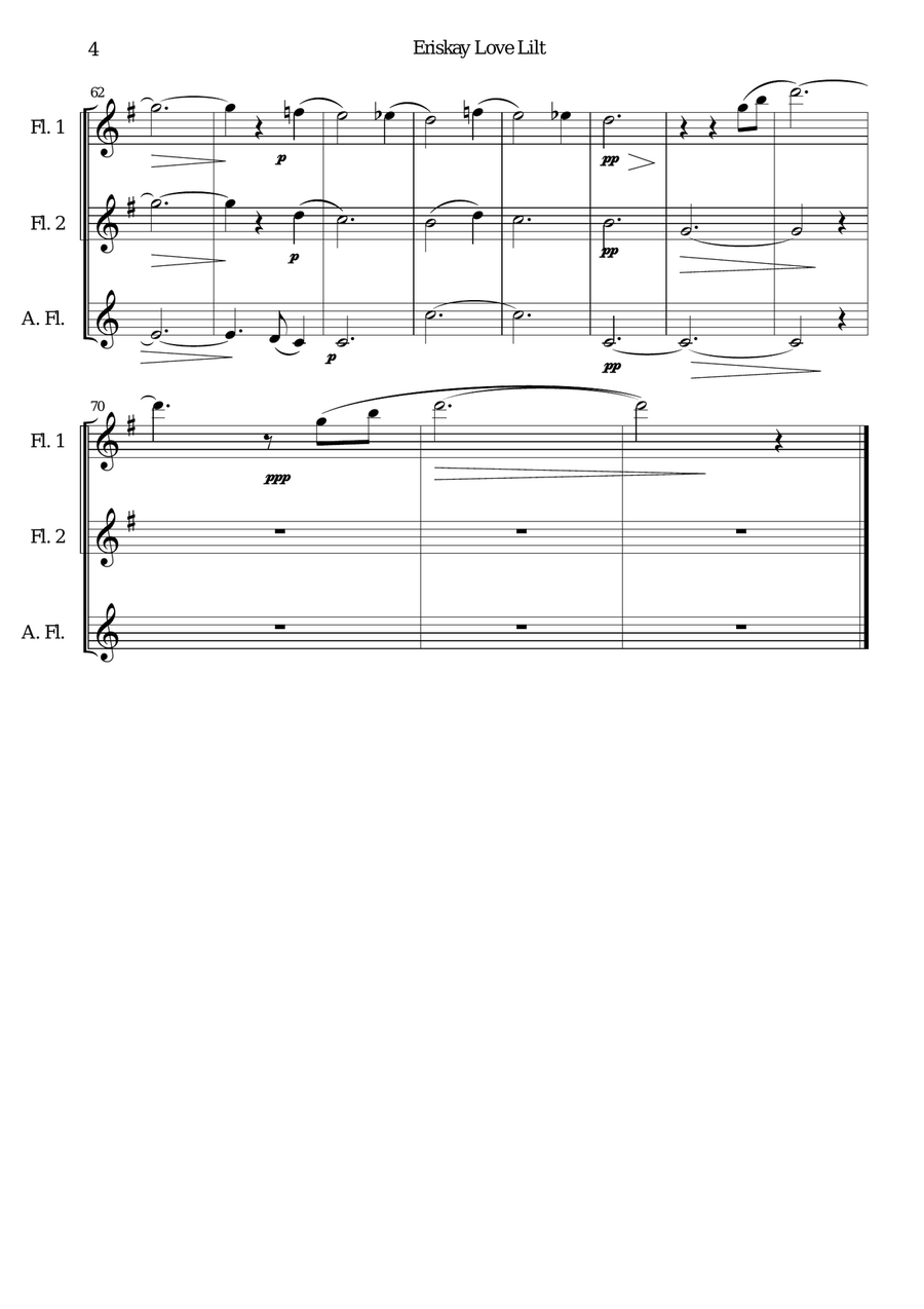 Eriskay love lilt (Vair Mio) for flute trio Flute Trio scores gallery preview page 4