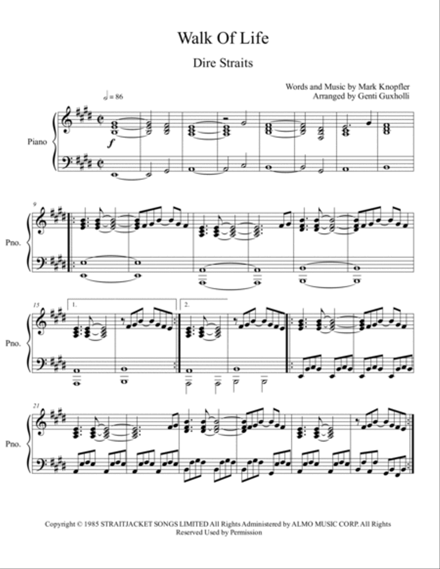 Walk Of Life Piano Solo scores gallery preview page 2