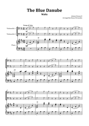 The Blue Danube - Cello Duet with Piano and Chord Notations