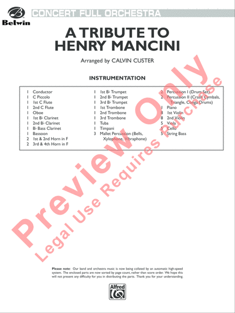 A Tribute to Henry Mancini Full Orchestra scores gallery preview page 2