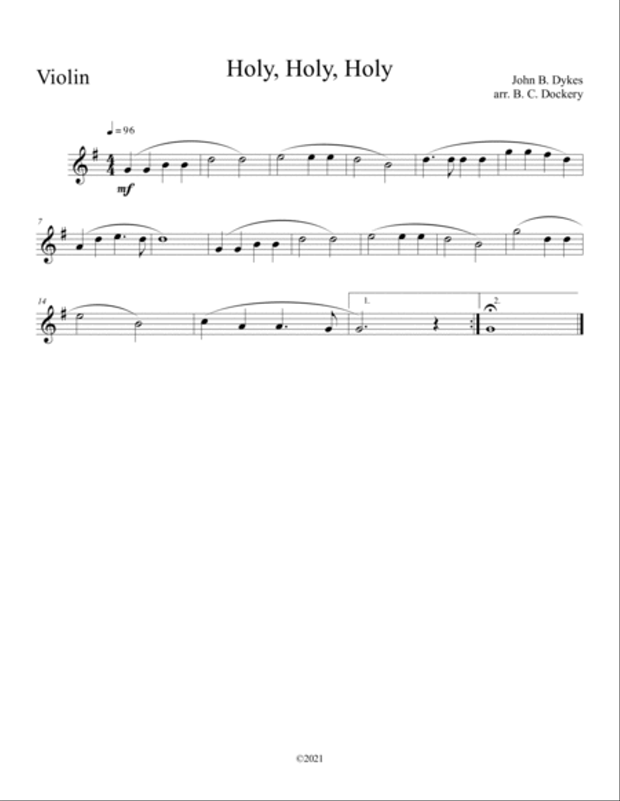 Holy, Holy, Holy for piano quartet Piano Quartet scores gallery preview page 3