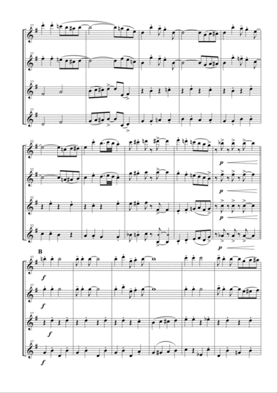 Jingle Bells for Flute Quartet Flute Quartet scores gallery preview page 3
