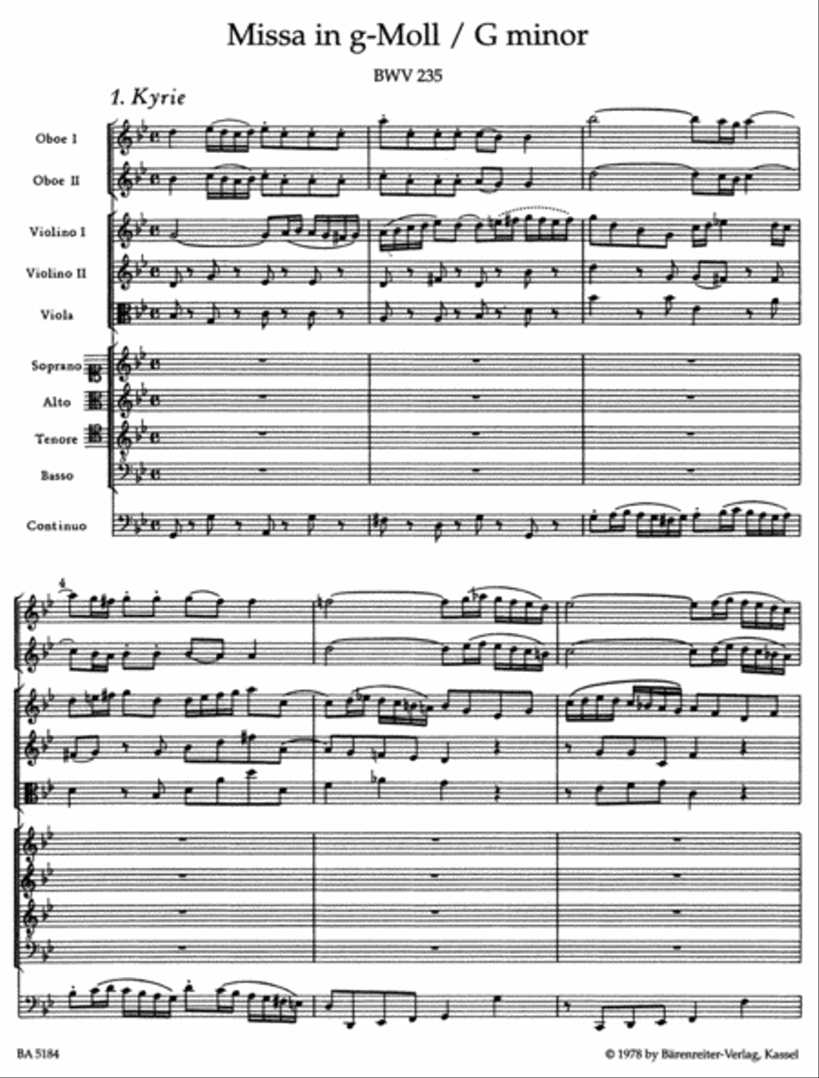 Mass g minor, BWV 235 'Lutheran Mass 3' 4-Part scores gallery preview page 2