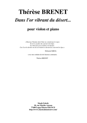 Thérèse Brenet - Dans L'Or Vibrant Du Désert... for violin and piano