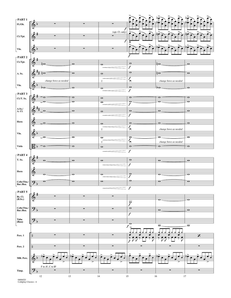 Coldplay Classics - Conductor Score (Full Score) Concert Band scores gallery preview page 4