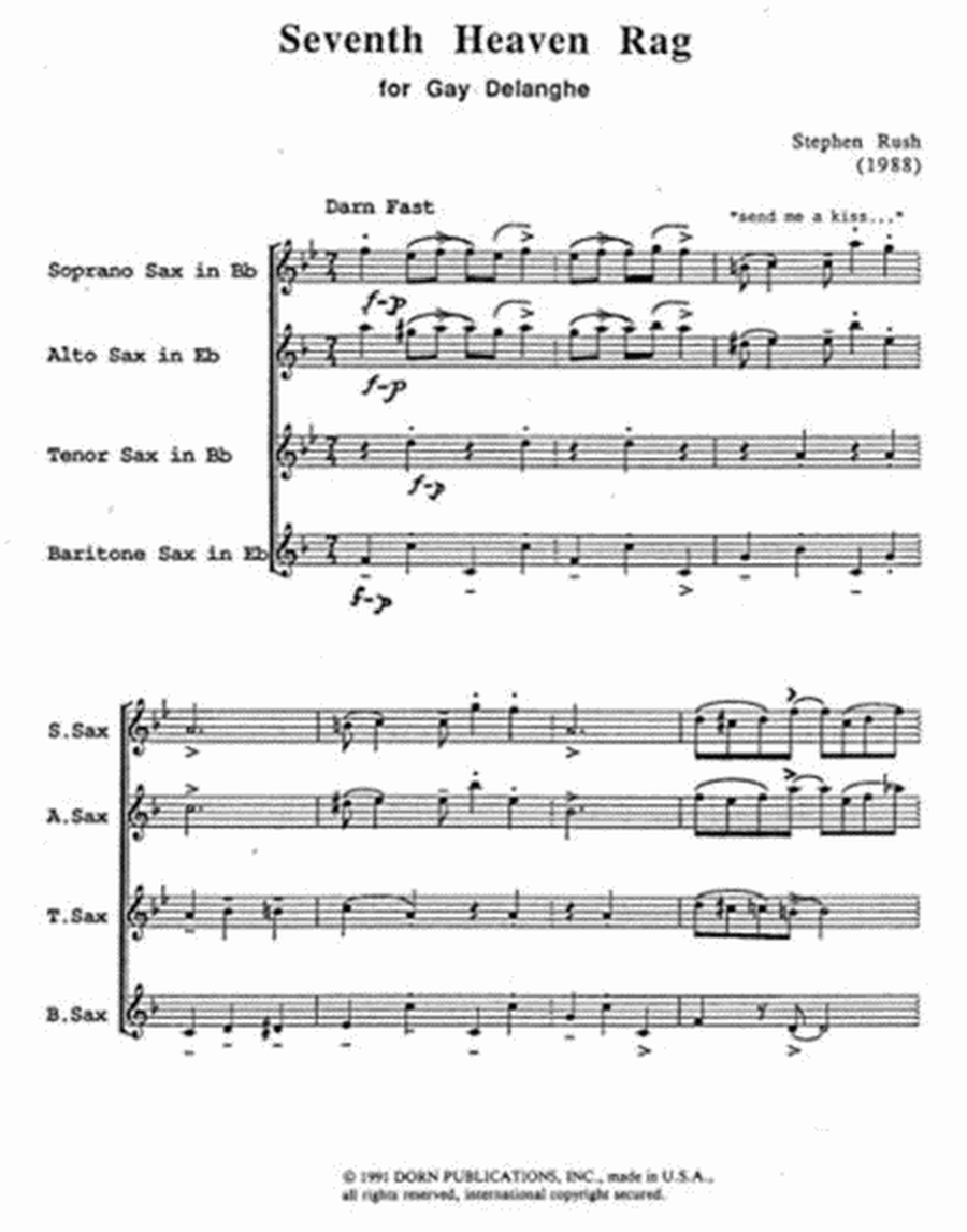 Seventh Heaven Rag Sax Quartet Sc/Pts